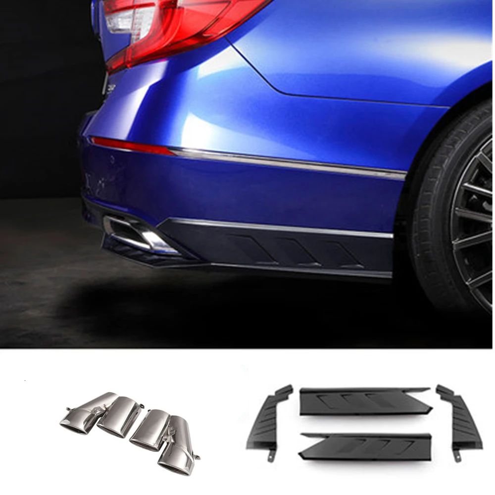 

AKASAKA Rear Bumper Side Splitter Cover Lip Diffuser Guard +Muffler Pipe Exhaust Tip For Honda Accord 10th 2018-2020 Body Kit