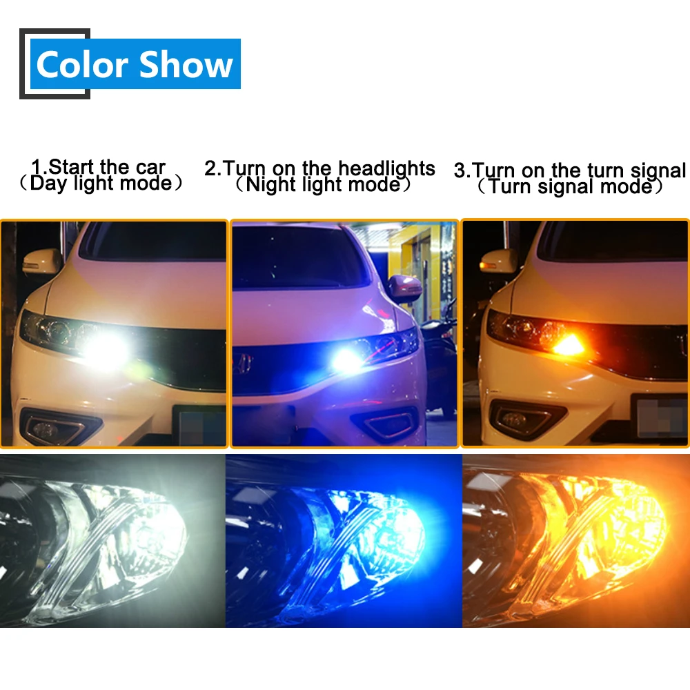 

1set Canbus 3 in one 12V 3030 81SMD Kit BA15S BAU15S 3156 7440 Led Bulb Car Turn Signal Light DRL White&Amber&Ice blue No Error