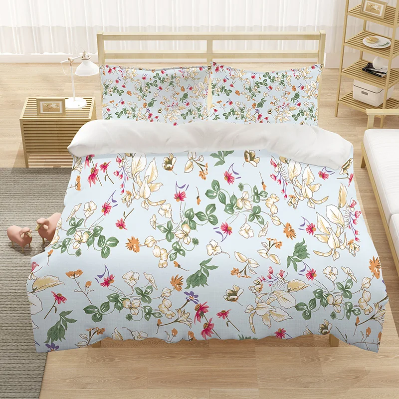 

Flowers 3D Luxury Bedding Set Simple Elegant Duvet Cover Sets Quilt Home Textiles King Queen Double Full Single Size Dropship