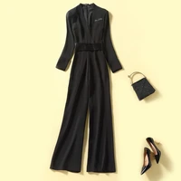 top quality new fashion jumpsuits 2021 autumn winter runway women v neck chest pocket deco long sleeve full length jumpsuit xl