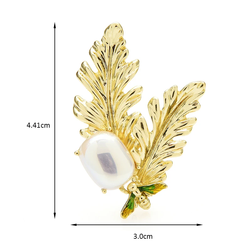 

Wuli&baby Pearl Leaves Brooches For Women Designer New Flower Party Office Brooch Pins Gifts