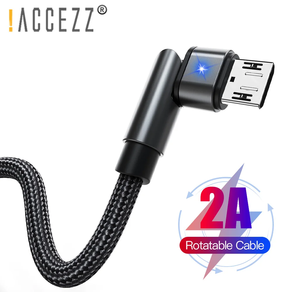 

!ACCEZZ 1m 180 Rotate 2A Nylon Micro USB Cable With LED Fast Charge Mobile Phone Charger For Samsung Xiaomi Huawei Charging Cord