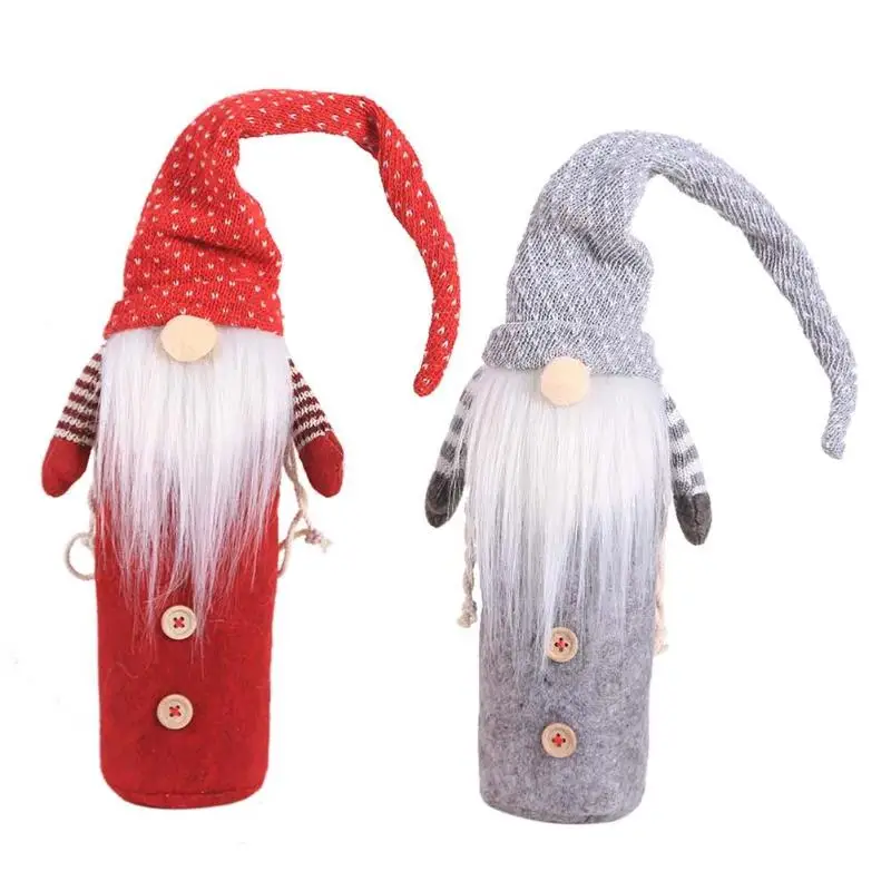 Knitted Wine Bottle Cover Table Gift Set Knit Holiday Layout Supplies Necessary Festival Dust-proof Decoration Gadgets | Дом и сад