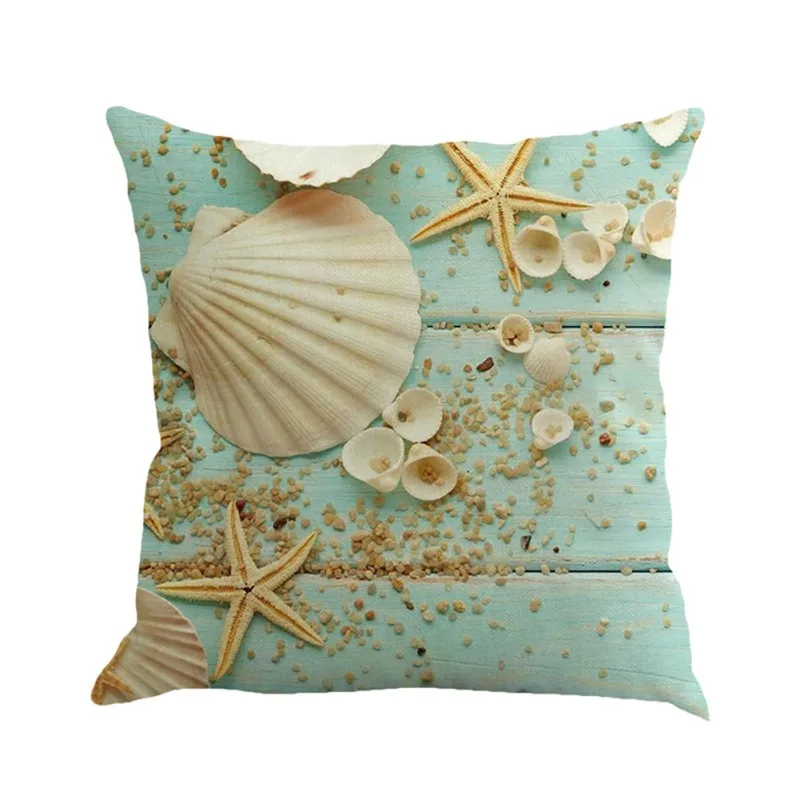 Пляжный чехол для подушки с изображением морской звезды раковины голубого