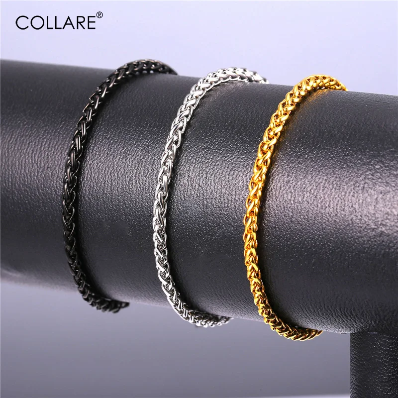 

Collare Twisted Link Chain Bracelet For Women Gold/Black Color Singapore Chain 316L Stainless Steel Bracelets & Bangles Men H123