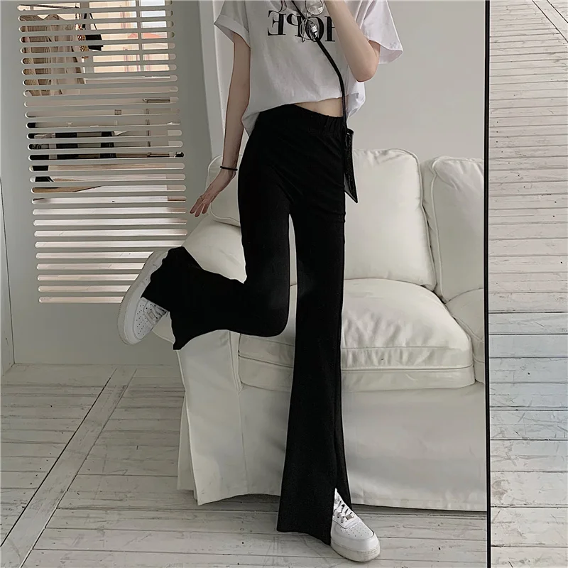 

Black Casual Capris Spring Autumn Hipster Ins High Waist Straight Trousers Female Korean Style Women Bottoms Pants Long Hipster