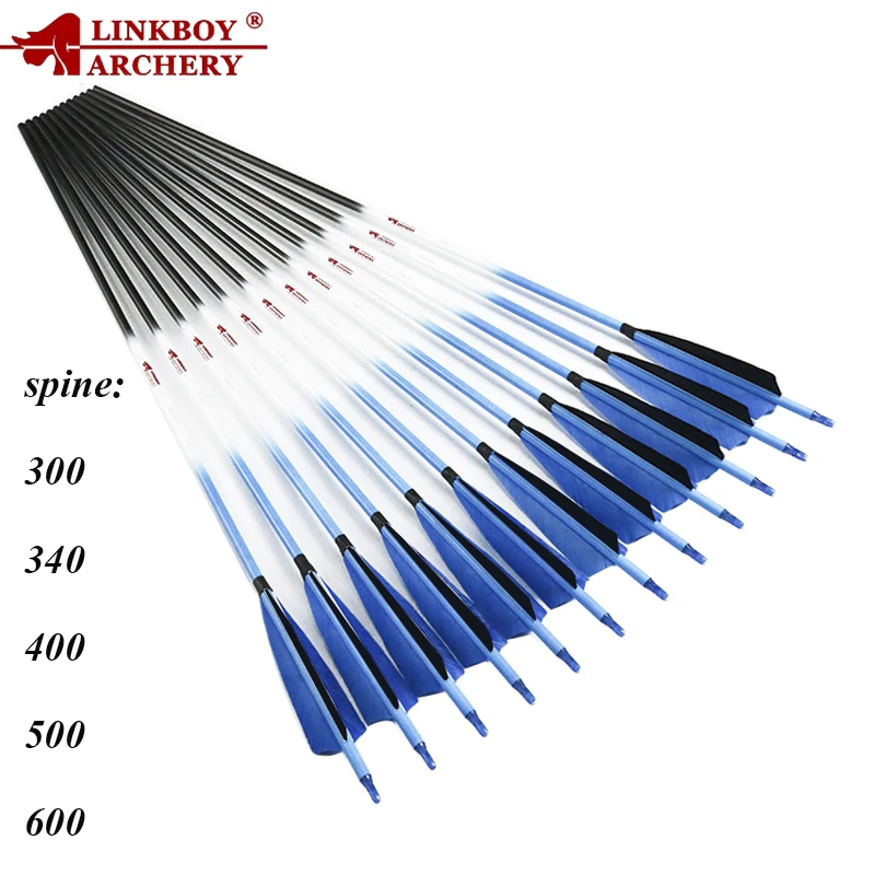 Linkboy карбоновые стрелы для стрельбы из лука 30/32 дюймов ID6.2mm SP300 600 Стрелка