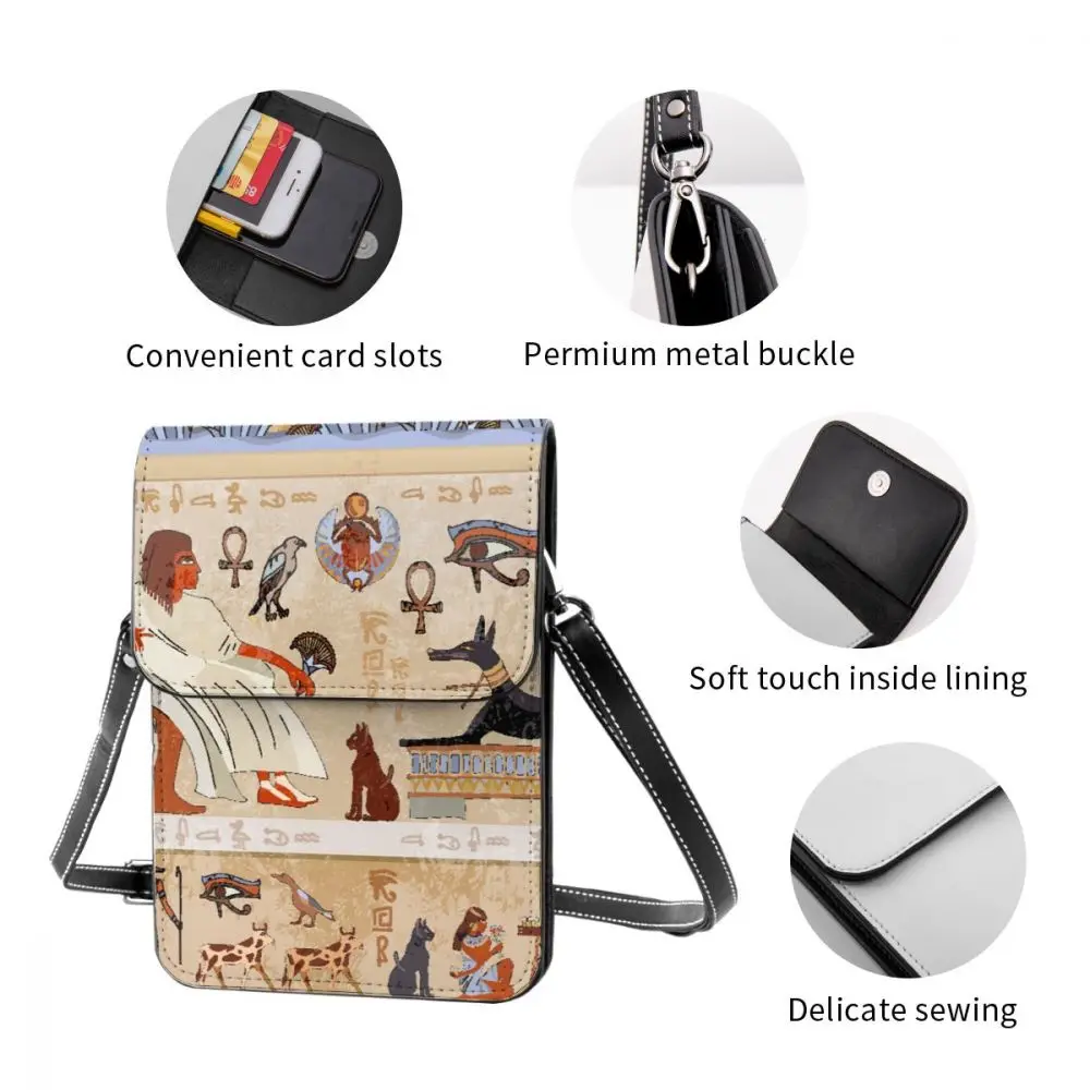 

Egyptian Gods And Pharaohs Cell Phone Purse Smartphone Wallet Leather Shoulder Strap Handbag Women Bag