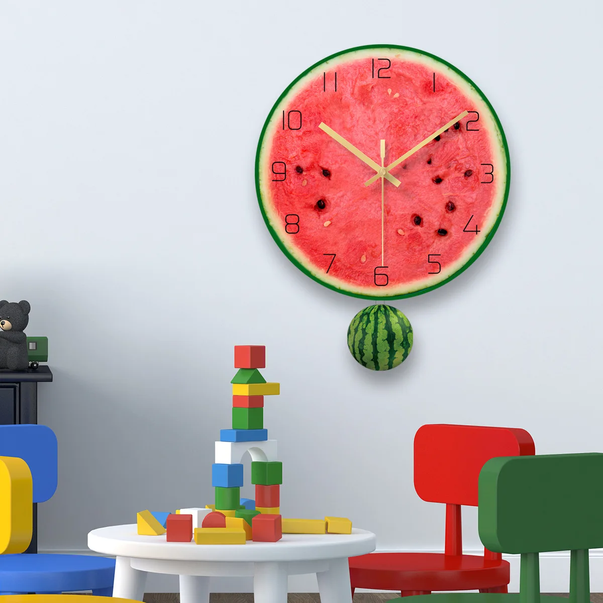 Настенные часы с фруктовым маятником современные креативные настенные красные