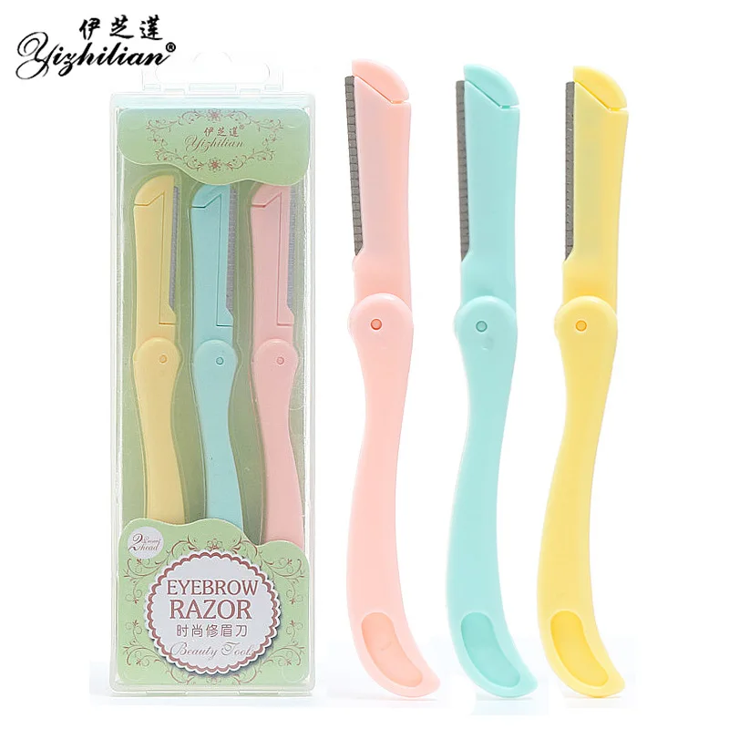 В штучной упаковке три нагруженных ножа для бровей нож из нержавеющей стали