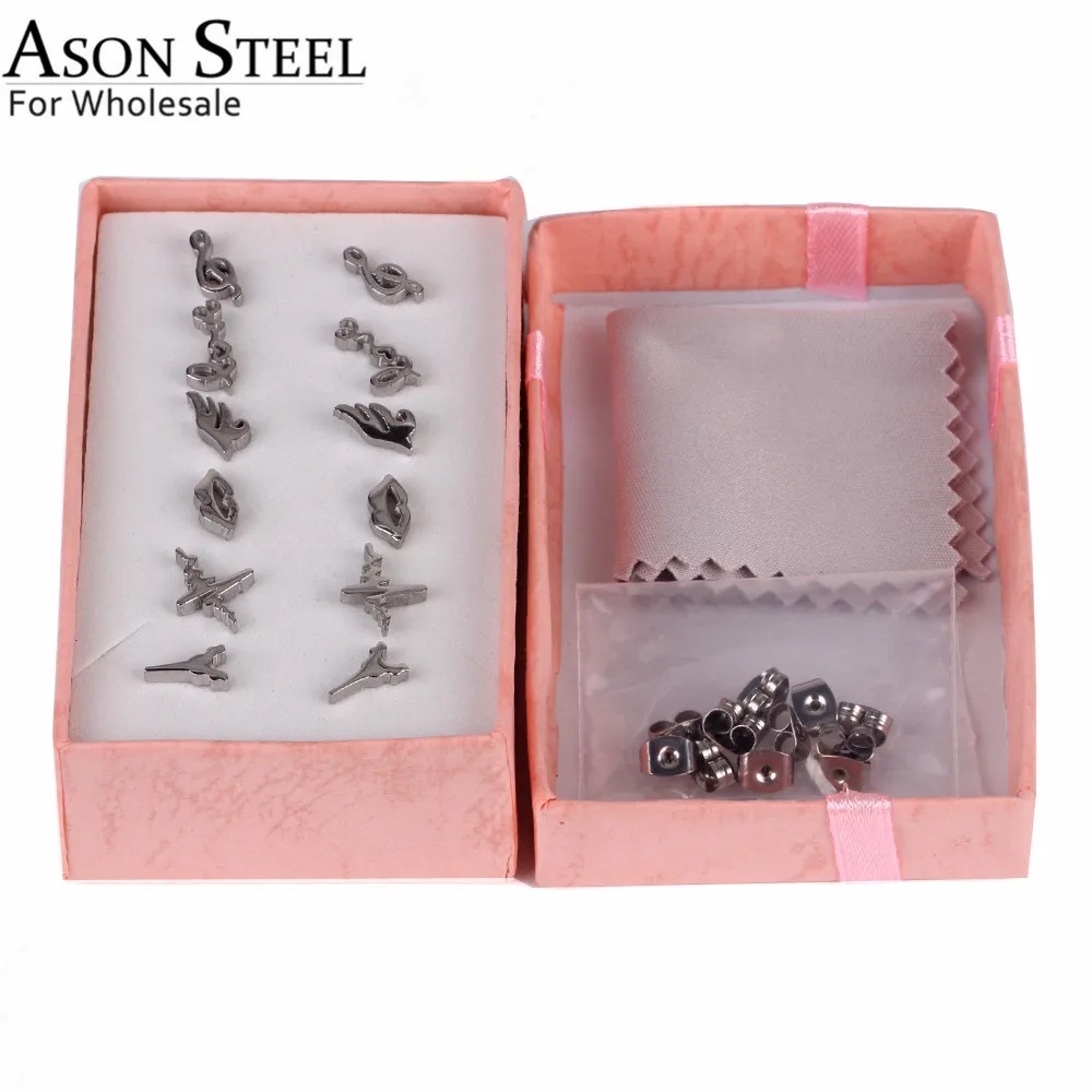 ASON Сталь Нержавеющая сталь серьги гвоздики 6 пар/кор. Серьги Pendientes женский Brinc