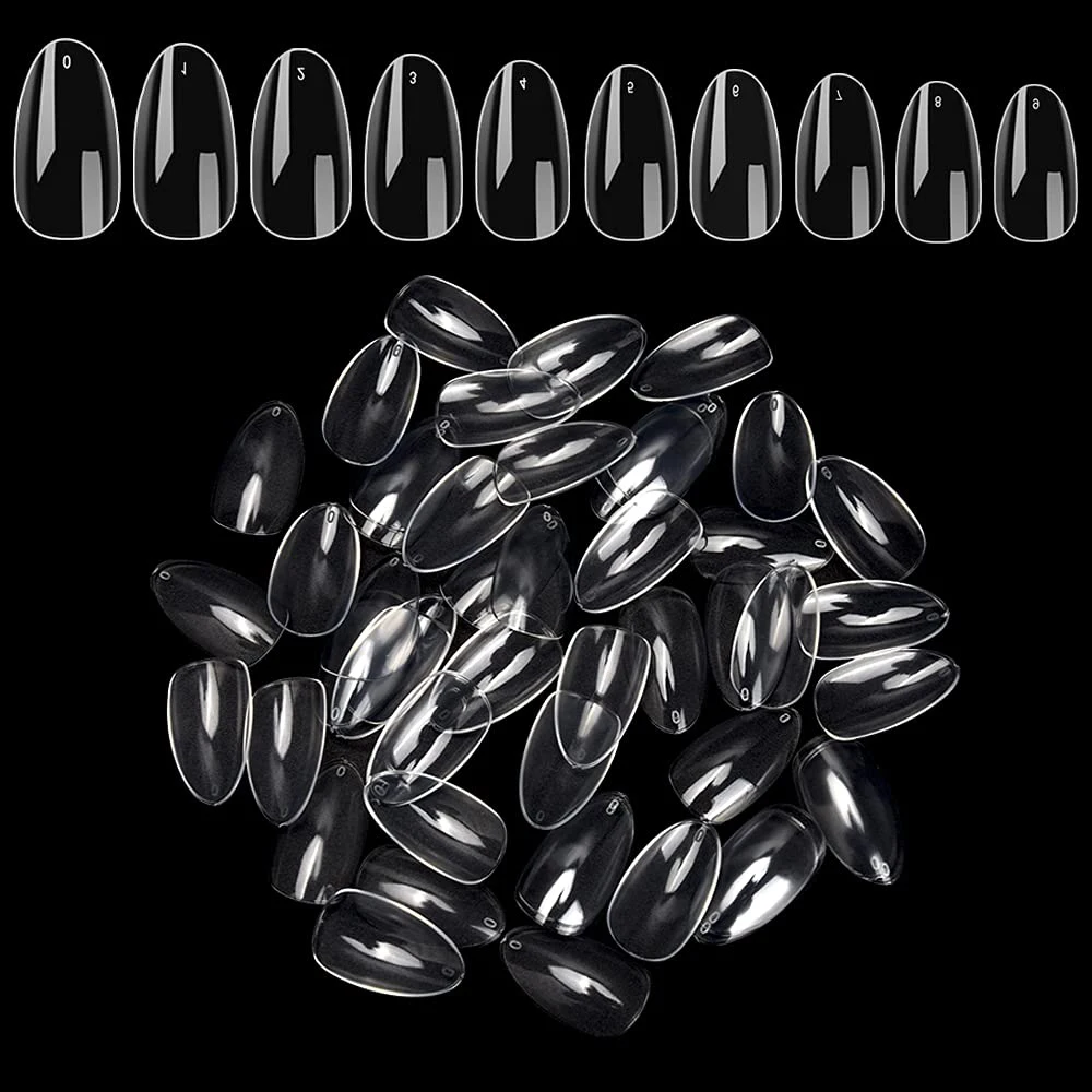 600pcs Almond Full Cover Fake Nail Press on Oval Shaped Nail Tips Natural Clear False Coffin Tips Manicure Tool