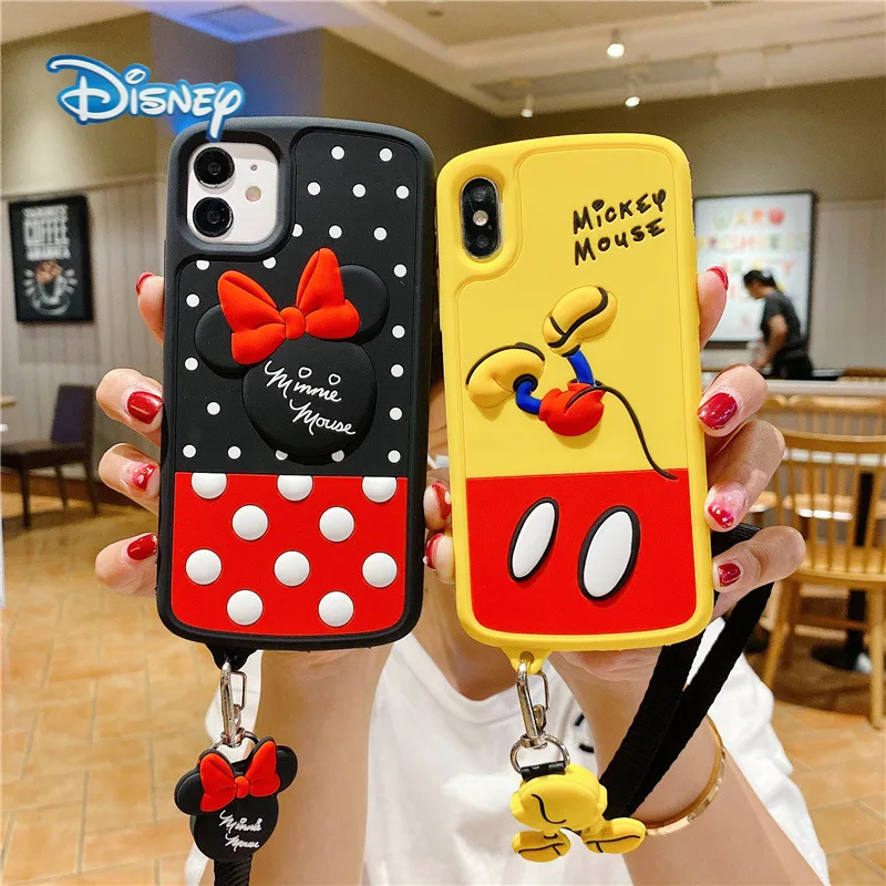 

Disney Mickey Minnie Cartoon Phone Case for iPhone 13 13Pro 12 12Pro 11 Pro X XS Max XR 7 8 Plus SE Cute Anti-Fall Cover