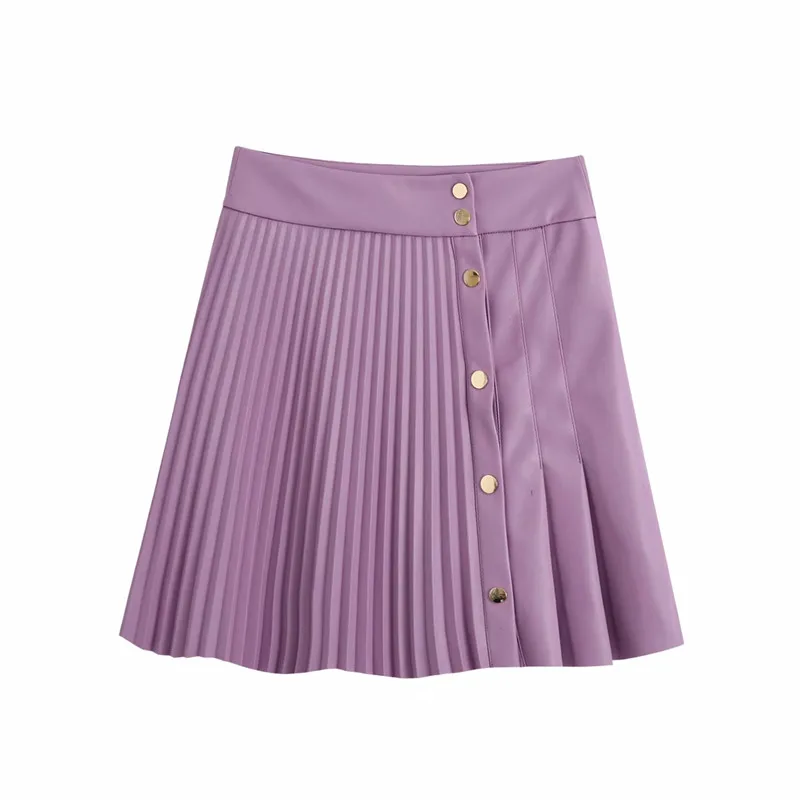 

Slim A-line Solid Color Drape Female PU Half Skirt High Waist Sexy Fashion Y2k Skirt Ladies Pleated Single-breasted Short Skirt
