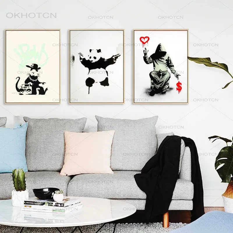 

Graffiti Art Canvas Painting Wall Poster Nordic Classic Picture for Living Room Abstract Banksy Street Home Decoration No Frame