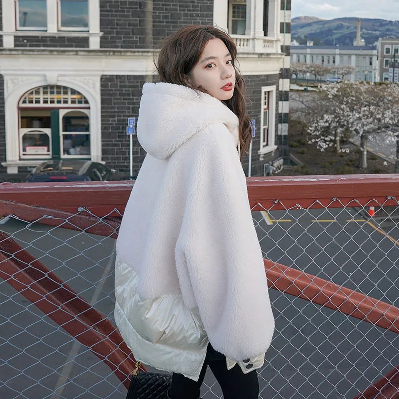 

Winter jacket women 2020 casual solid color loose faux fur jacket women thick warm high quality fur jacket ladies hood jacket