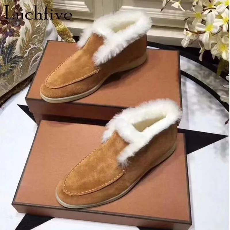 Модные шерстяные зимние женские ботинки обувь на плоской подошве с острым носком