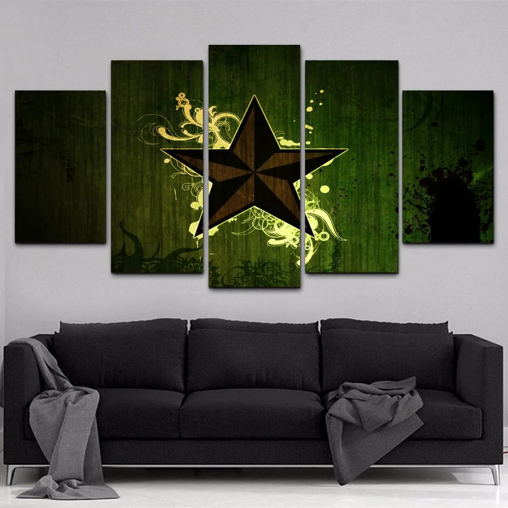 

Wall Art Canvas Painting HD Printed 5 Piece Green Pentagon Home Modern Decor Poster Picture For Living Room Decoration Prints