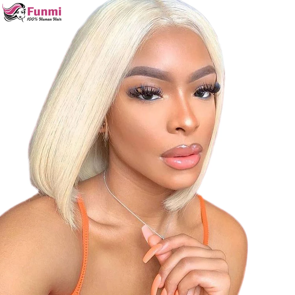 

Funmi 613 bob wig Blonde Short Bob Wigs Remy Brazilian Straight 1B 613 Ombre 13x6x1 T Part Lace Wig Human Hair Wigs for Women