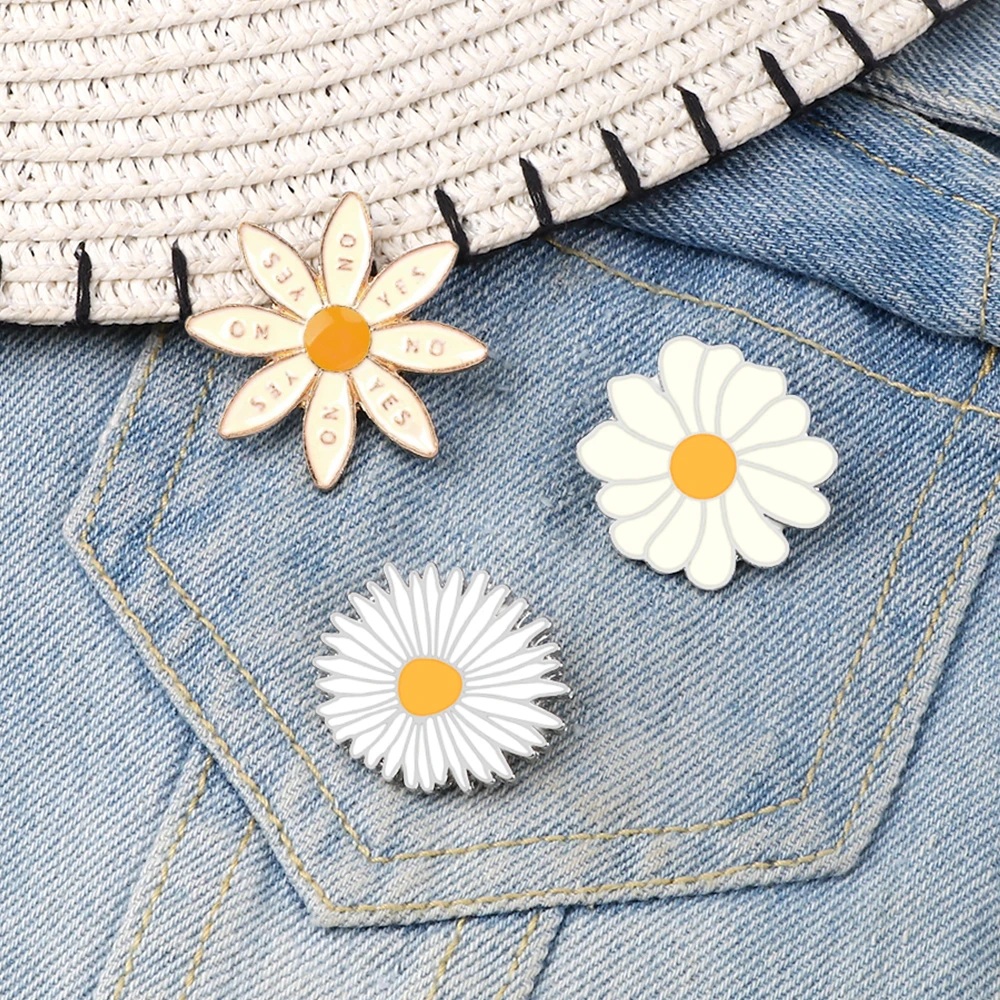 

3 style cute badge flower YES ON women brooches enamel pins fashion jewelry bag hat denim pin accessories gift brooch for kids