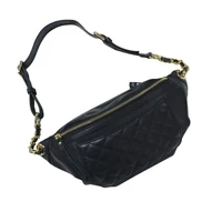black leather belt kidney bags zipper close large fashion fanny pack women crossbody shoulder pouch female luxury chest handbag