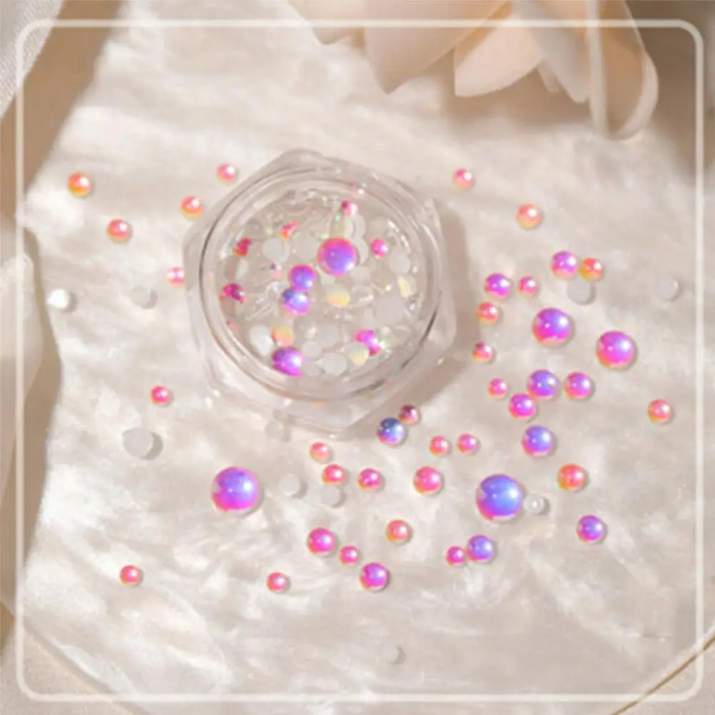 

Nail Art Ornament Candy Color Mermaid Illusion Round Crystal Nail Jewelry DIY Mixed Decoration Rhinestones Glass Accessori N9R2