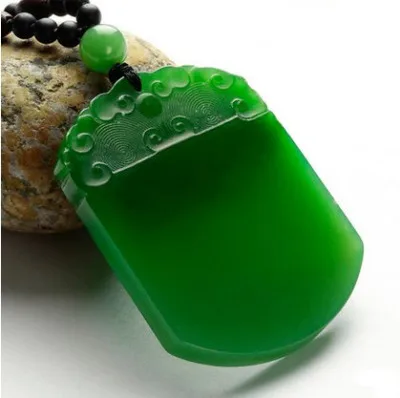 

Натуральный зеленый нефритовый кулон без рисунка с веревочной цепочкой ожерелье для мужчин женщин Хэтянь нефрит модные подвески ювелирные...