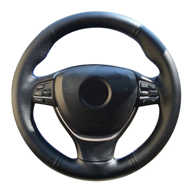 Anti-Slip Black Genuine Leather Car Steering Wheel Cover For BMW F10 2014 520i 528i 730Li 740Li 750Li Car Accessories