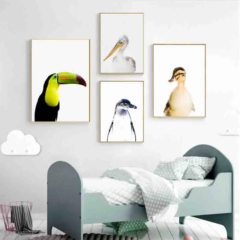 Картина на холсте утенок с принтом пингвина | Дом и сад