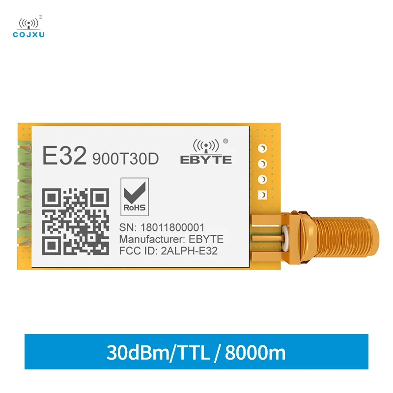 

SX1276 868/915MHz LoRa Wireless rf Module 30dBm Long Distance 8km Anti-interference Transmission Receiver E32-900T30D