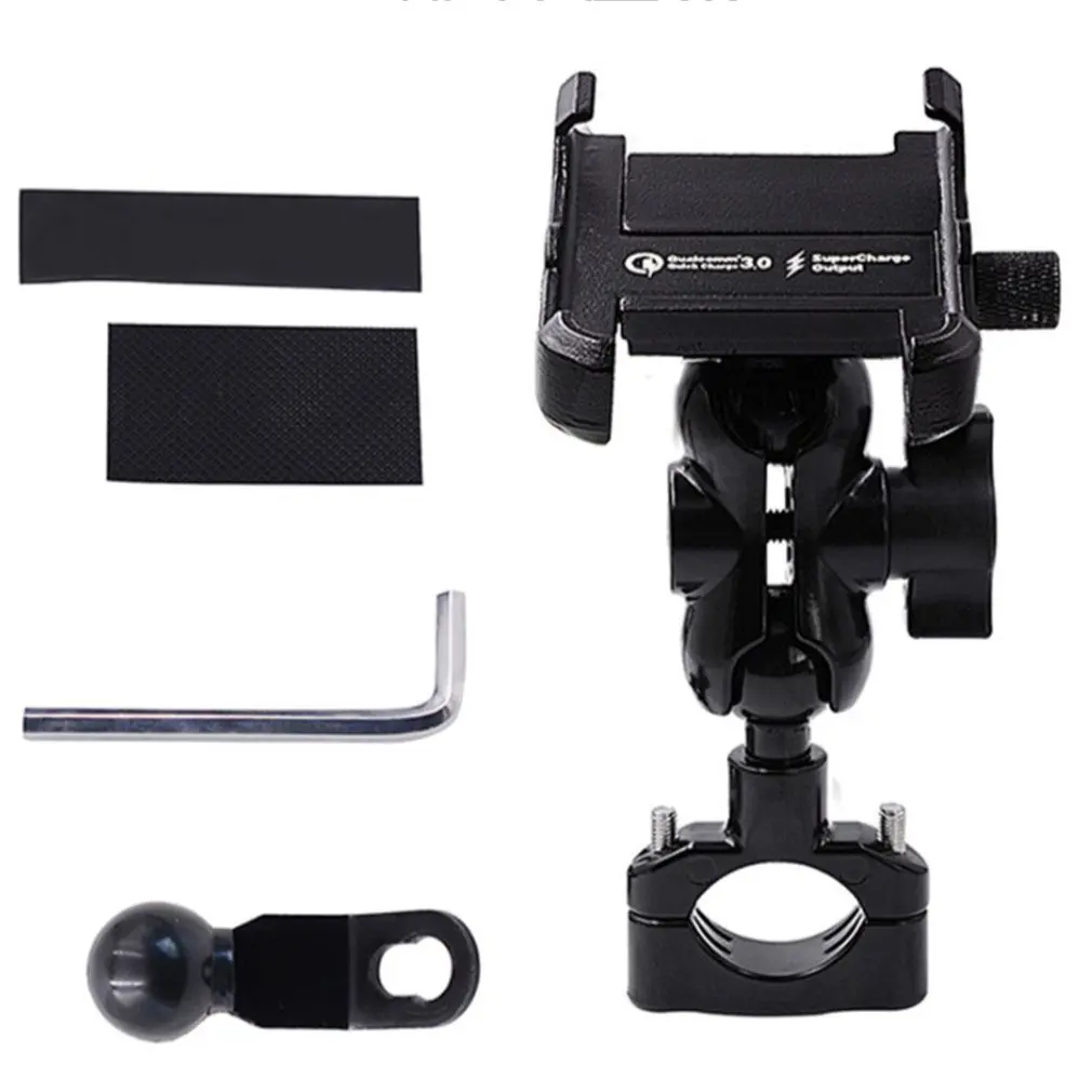 

Waterproof Metal Motorcycle Smart Phone Mount with QC 3.0 USB Quick Charger Motorbike Mirror Handlebar Stand Holder