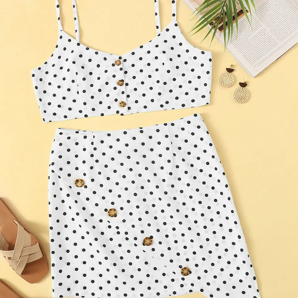 Фирменная новинка Женский комплект из 2 предметов в горошек на бретельках