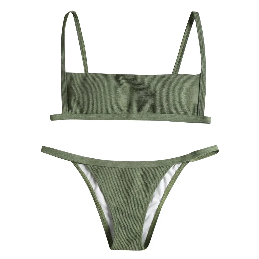 

Women Sexy Solid Bikini Set Two Piece Seperate Swimsuit Bathing Suit 2021 Biquini Women Swimwear Strap Sexy Bikini Push Up Swim