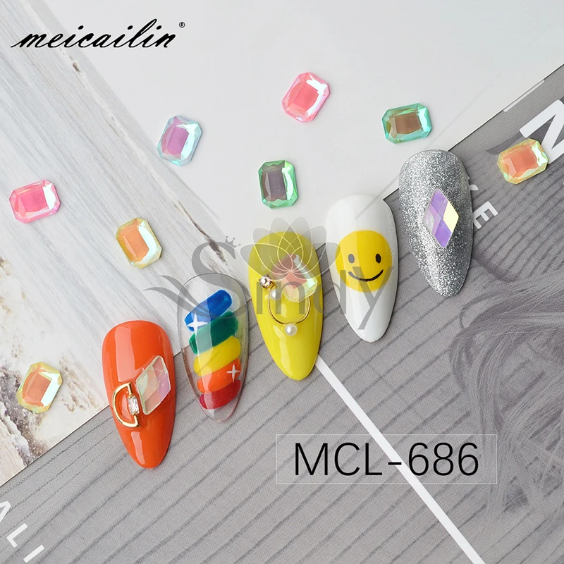 60 шт смешение цвета Стразы для ногтей 3D квадратные бриллианты камни светящиеся