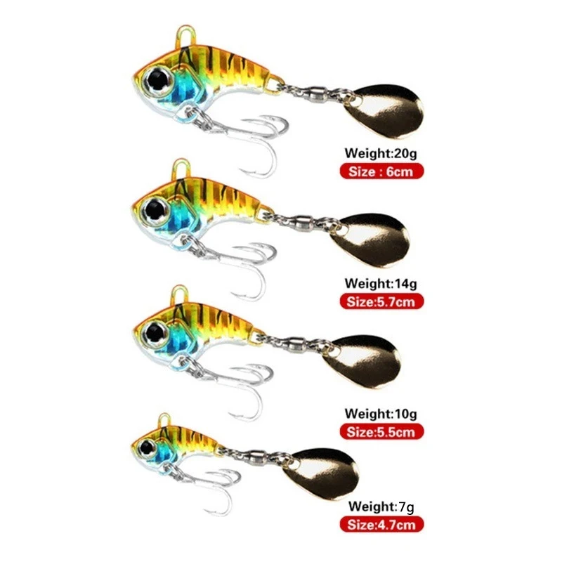 1Pcs Rotating Metal VIB Vibration Bait Spinner Spoon Fishing Lures 7g 10g 20g Jigs Trout Winter Fishing Hard Baits Tackle Pesca