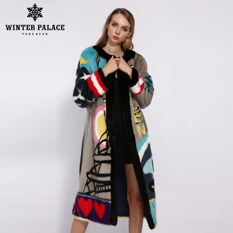 ЗИМНИЙ ДВОРЕЦ 2019 Зимняя мода Норковое пальто с круглым вырезом из импортного