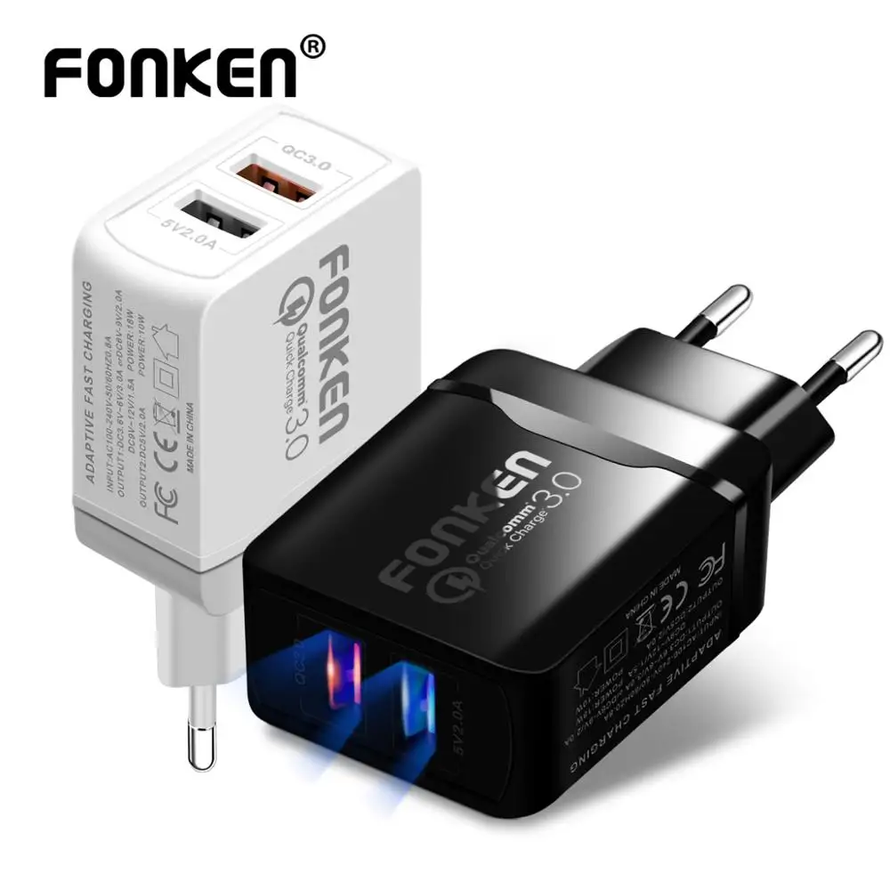 

Dual USB Charger Quick Charge 3.0 Phone Charger 28W 2 Port QC3.0 Portable Travel Wall Adapter for Android Mobile Tablet