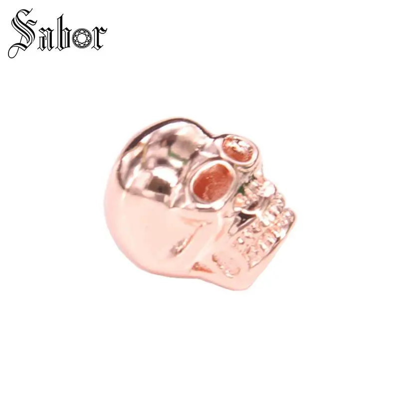 Розовый золотой череп бусины подходит браслет ожерелье ювелирные изделия B007