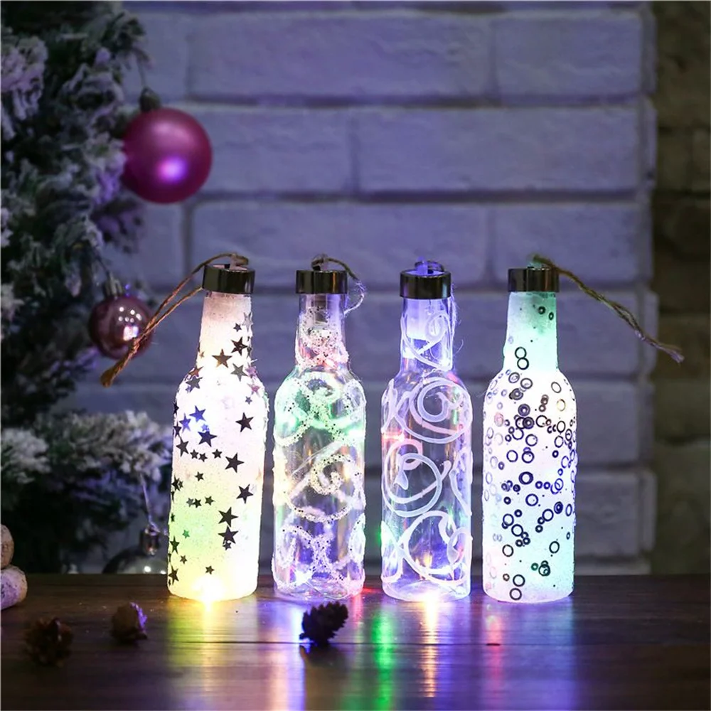 

Creative LED Luminous Bottle Light Christmas Tree Hanging Decoration Pendant Party Wedding Christmas Halloween Bar Bottle Light
