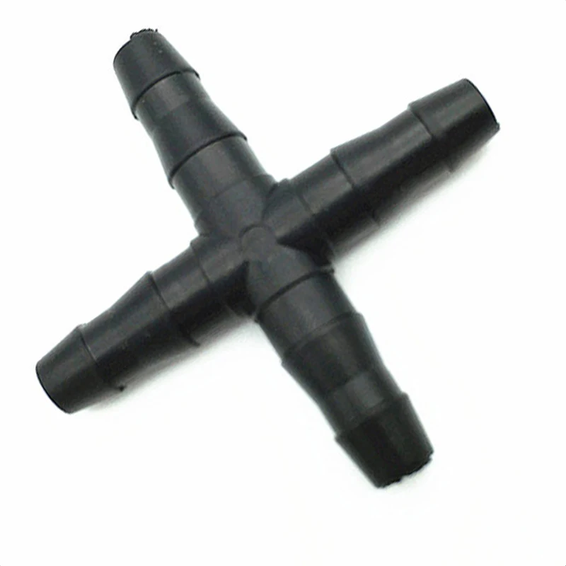 

Black Barbed Cross Drip Bulk Auto Garden Irrigation4mm/7mm Water Hose Fitting20x