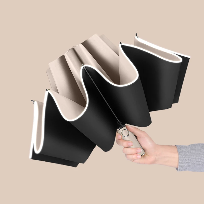 

Automatic 3-Folding Business Men Umbrella Upgraded Reverse Folding Windproof Umbrella Anti-UV Parasol