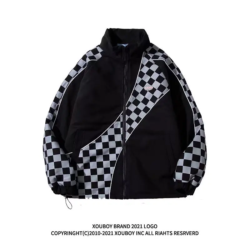 

Winter Padded Thick Parkas Black Jacket Casual Korean Clothes Streetwear Plaid Warm Full Zip Coats Men Fashion Harajuku Outwear