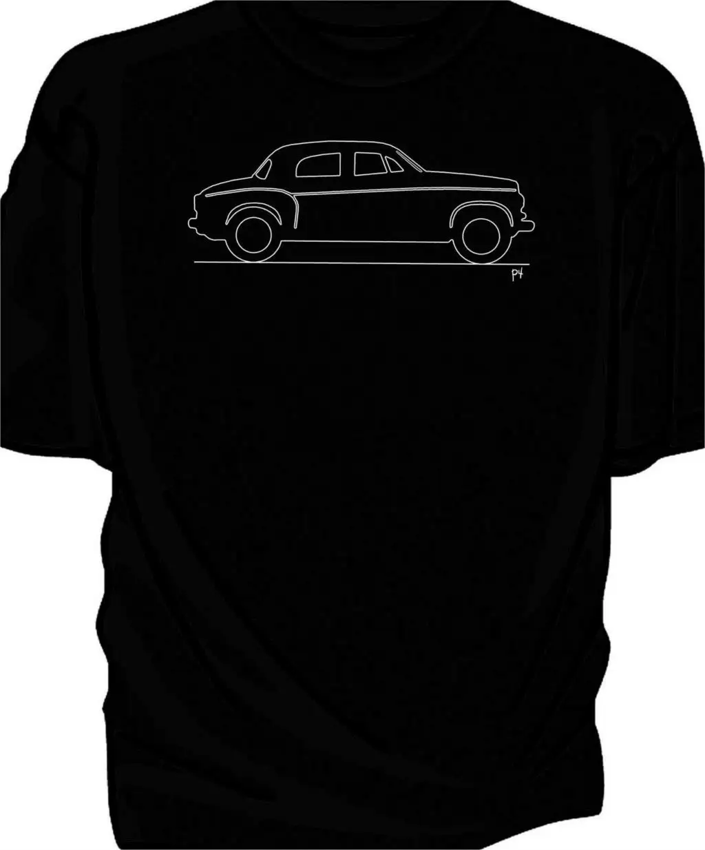Эскиз Классическая футболка с изображением автомобиля Rover P4|Мужские футболки| |