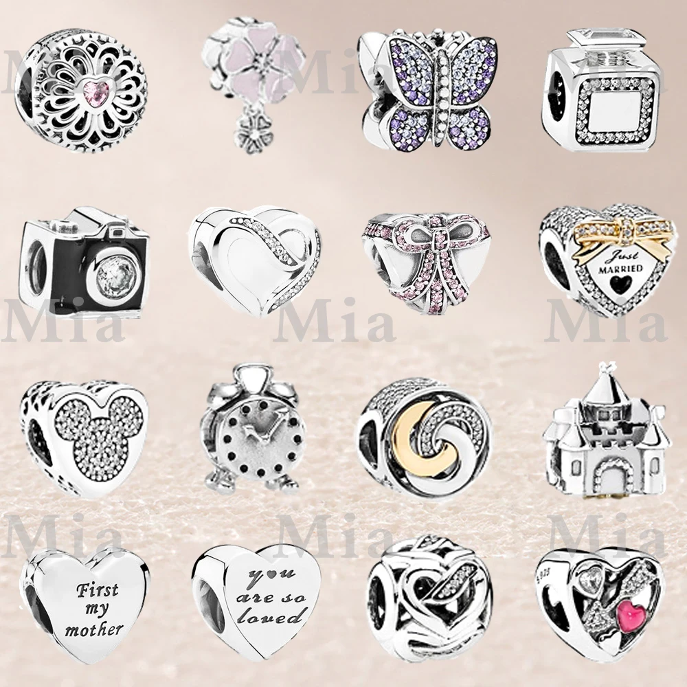 

2020 New Popular 100% 925 Sterling Silver Rose Gold Charm Beads20 Fashion Original Jewellery For Women Party Wedding Gift