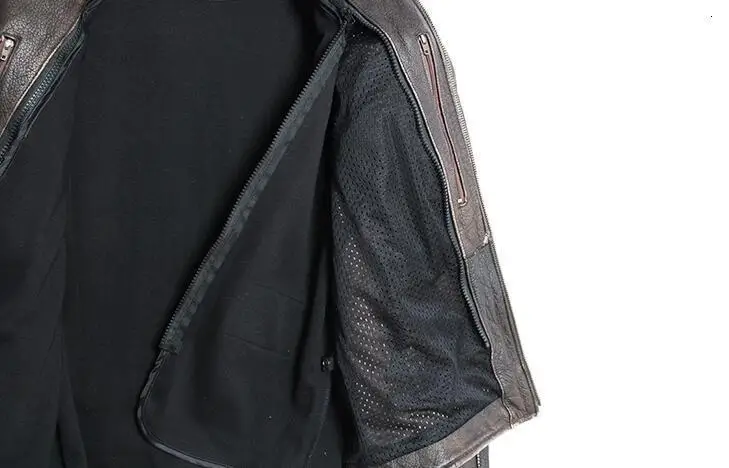 

Real Genuine Jacket For Men Motorcycle Vintage Brown Natural Cow Leather Coat Male High Quality Luxury Brand Clothes Top