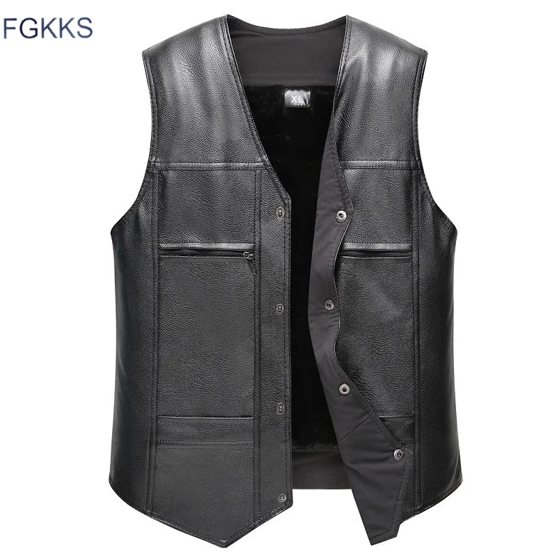 FGKKS новые мужские Куртки из искусственной кожи зимние Брендовые Модные