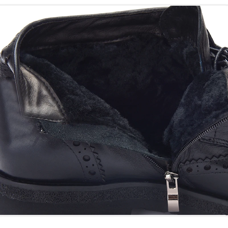 Мужские ботинки из натуральной кожи Jackmiller черные теплые зимние на толстой