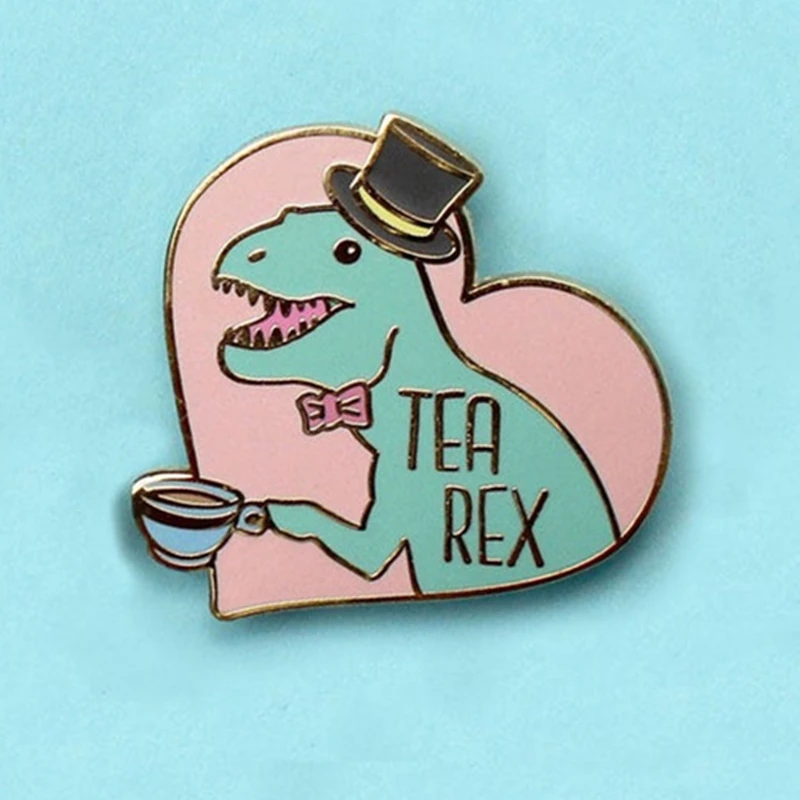 Металлическая эмалированная брошь в виде тираннозавра из T-Rex с эмалью