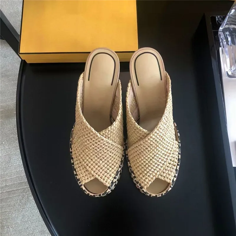 

Prowow Summer ladies high-heeled slippers braided with decorative lace high-heeled slippers fashion party slippers