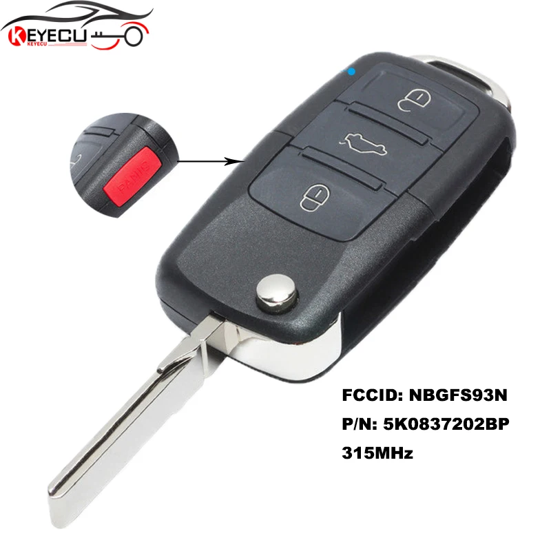 

KEYECU P/N: 5K0837202BP 5kkeyless Go Smart Remote Key 315MHz Fob для Volkswagen Jetta Passat 2017 2018 2019 FCCID: NBGFS93N